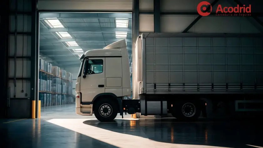 Camión en nave industrial con seguro de circulación Acodrid