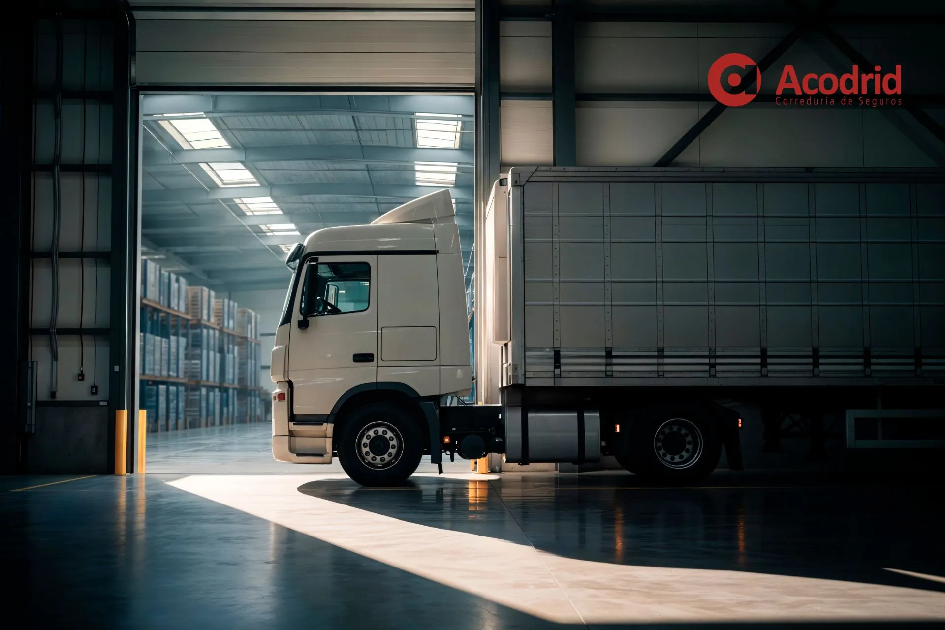 Camión en nave industrial con seguro de circulación Acodrid
